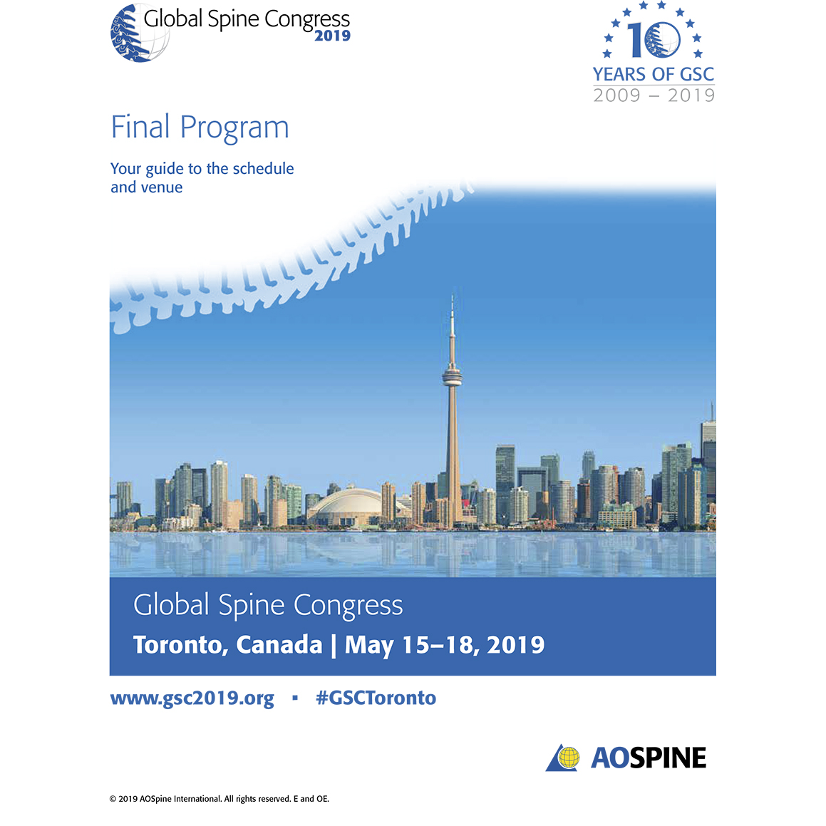 GLOBAL SPINE CONGRESS, Торонто (Канада), 15-18 мая 2019 года